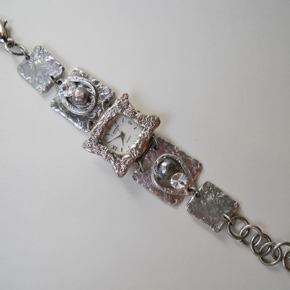 Silver Square Watch Crystal Gemstone Handcrafted Unique Wristwatch New